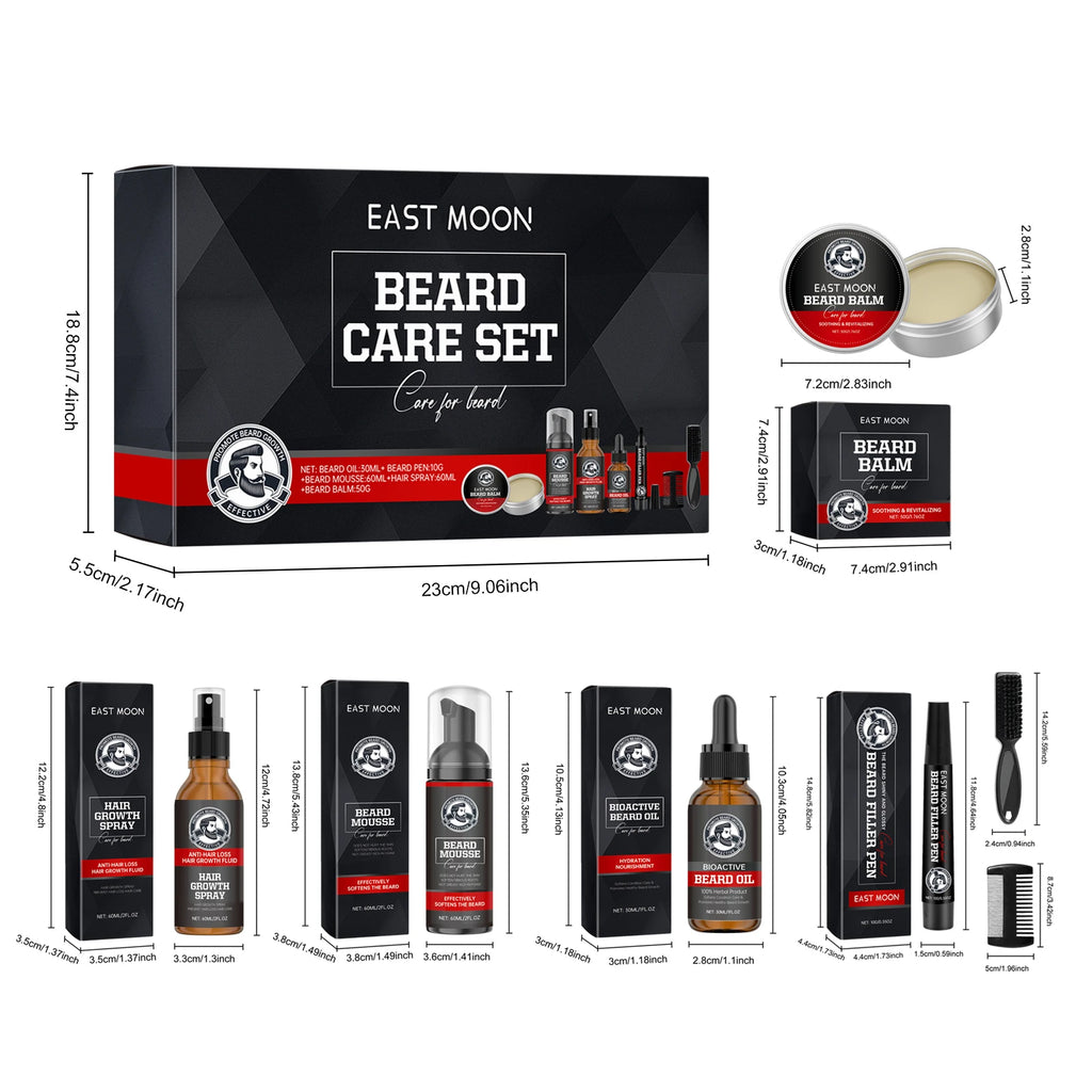 East Moon Men Beard Care Set for Cleaning Strengthen Nourishing Beard Promote Beard Growth Moisturizing Men Whisker Care Set