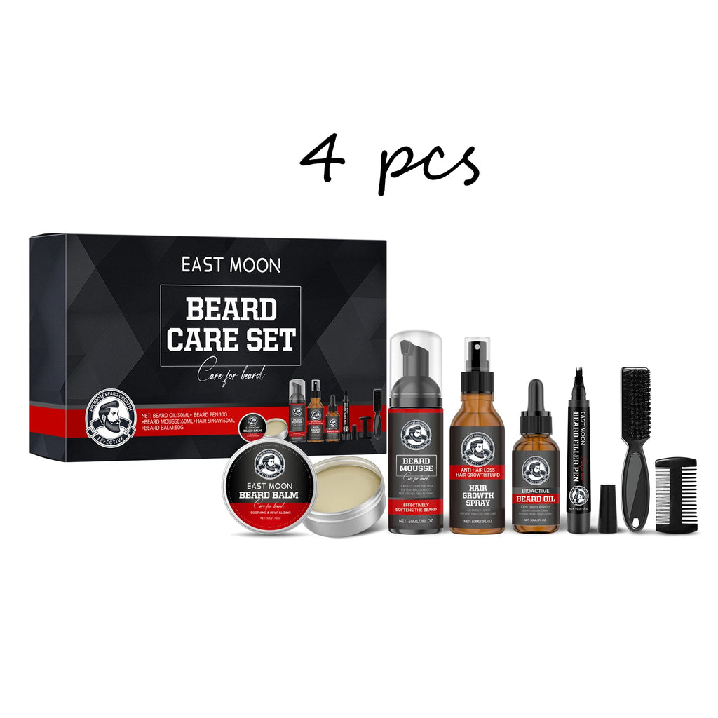 East Moon Men Beard Care Set for Cleaning Strengthen Nourishing Beard Promote Beard Growth Moisturizing Men Whisker Care Set