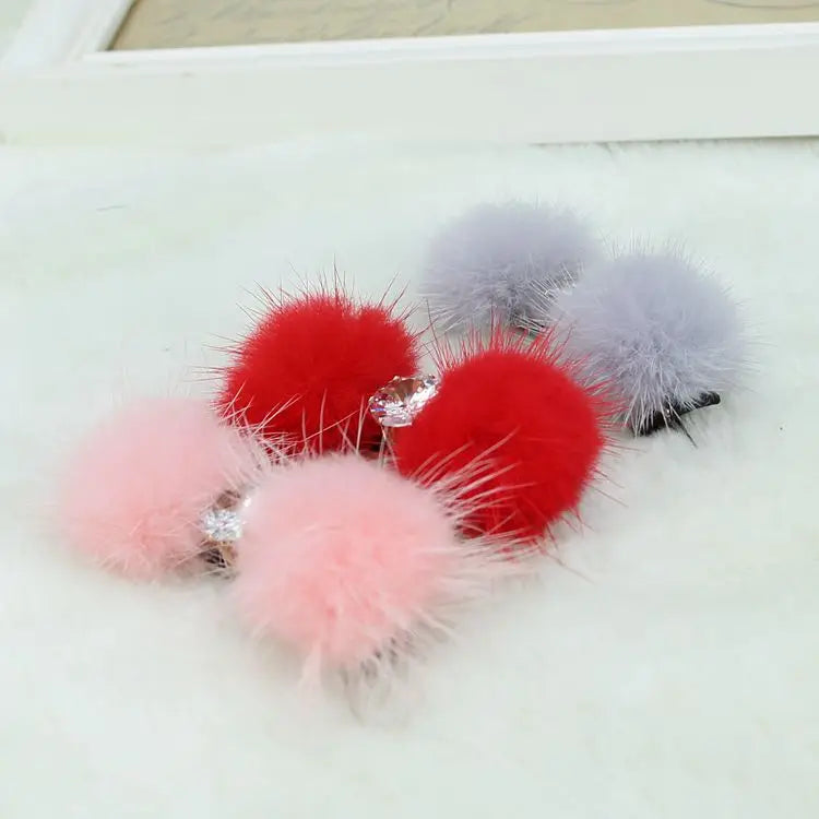 Dogs Grooming  mink fur ball hair card Cute Pet  Hairpin Hair Bows For Dogs Accessories 20pcs/lot