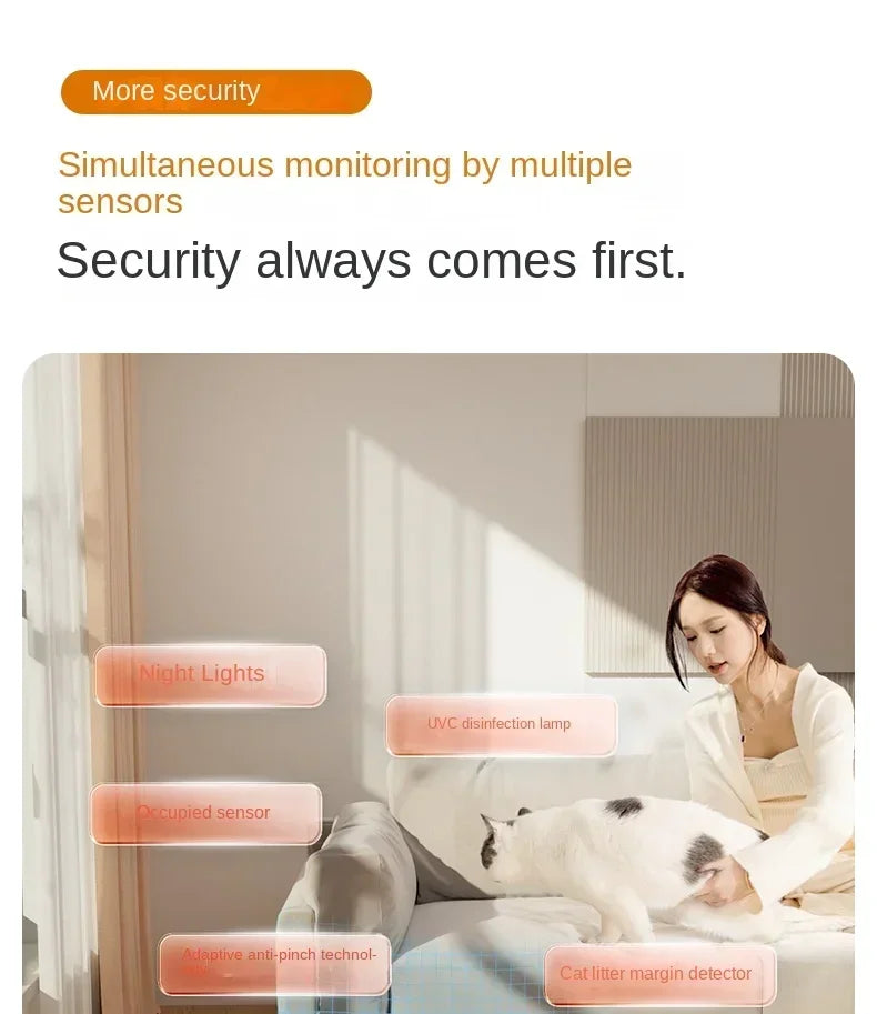 7L APP Control Automatic Cat Litter Box Self-cleaning Litter Box Pet Litter Box Cat Toilet for Cat Products Safety Protection