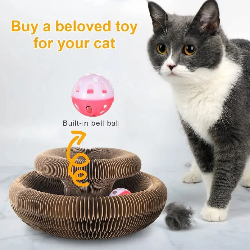 Kitten Curl Toy Foldable Magic Organ Cat Scratching Board Durable Recyclable Cardboard Cat Scratcher Cat Bed Interactive Scratch