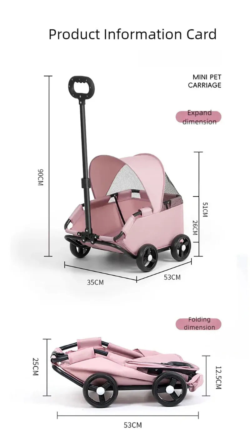 Pet Cart Dog Cat Cart Outdoor Small Pet Cart Lightweight Foldable Outdoor