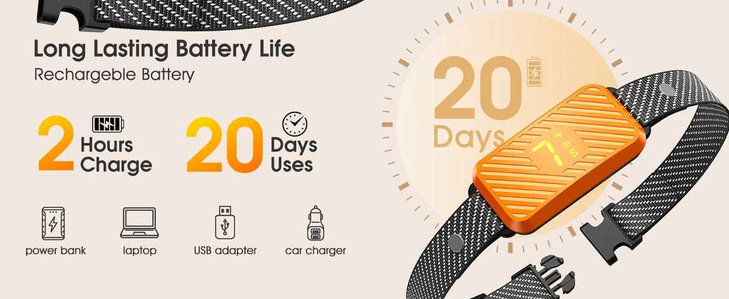 Dog Bark Collar for Large Medium Small Dogs, Smart Barking Collar, Rechargeable with 7-Level Sensitivity, 3 Beep & Vibration