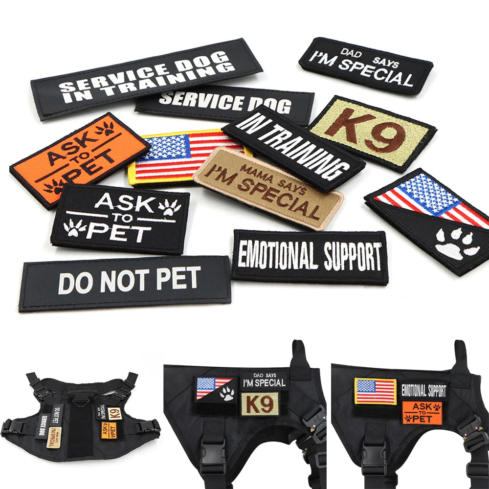 Military Large Dog Harness Collar Leash Bags Patches Set Pet Malinois Training Vests Tactical Dogs Harnesses Accessories