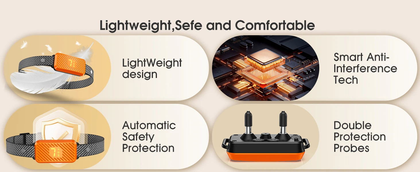 Dog Bark Collar for Large Medium Small Dogs, Smart Barking Collar, Rechargeable with 7-Level Sensitivity, 3 Beep & Vibration