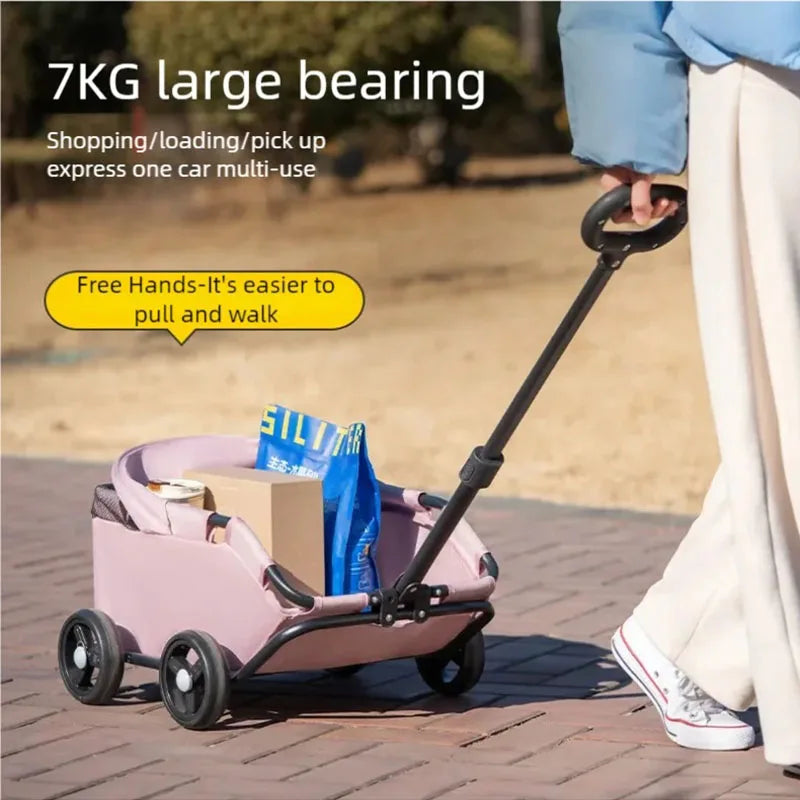 Pet Cart Dog Cat Cart Outdoor Small Pet Cart Lightweight Foldable Outdoor