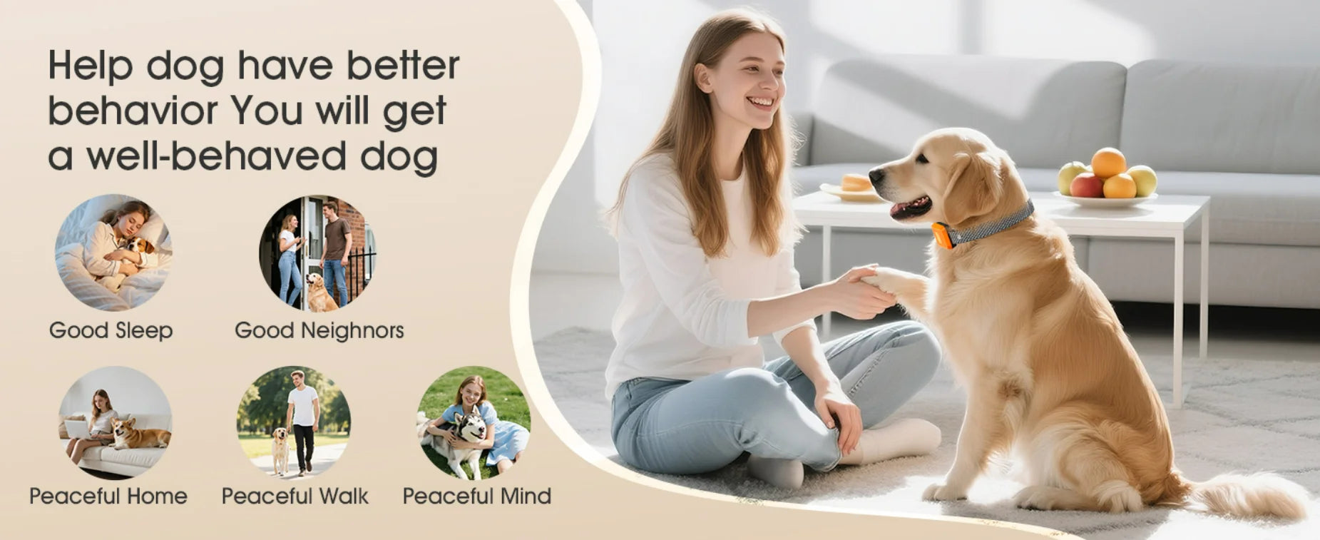 Dog Bark Collar for Large Medium Small Dogs, Smart Barking Collar, Rechargeable with 7-Level Sensitivity, 3 Beep & Vibration