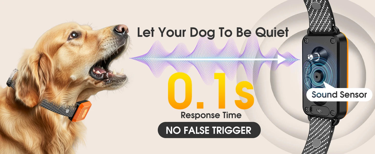 Dog Bark Collar for Large Medium Small Dogs, Smart Barking Collar, Rechargeable with 7-Level Sensitivity, 3 Beep & Vibration