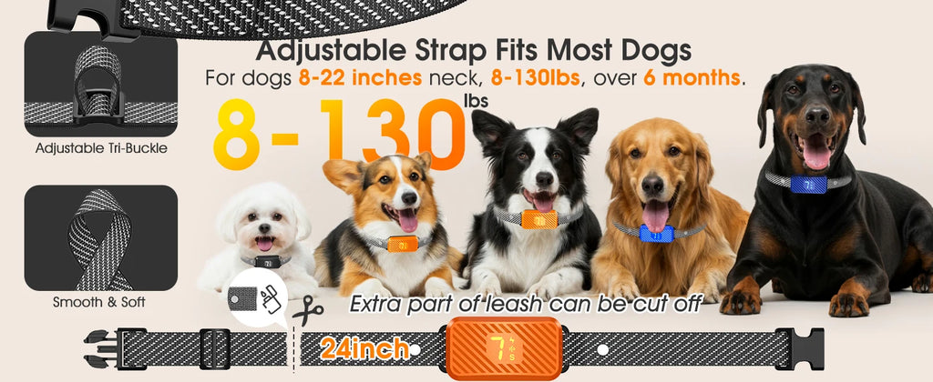 Dog Bark Collar for Large Medium Small Dogs, Smart Barking Collar, Rechargeable with 7-Level Sensitivity, 3 Beep & Vibration