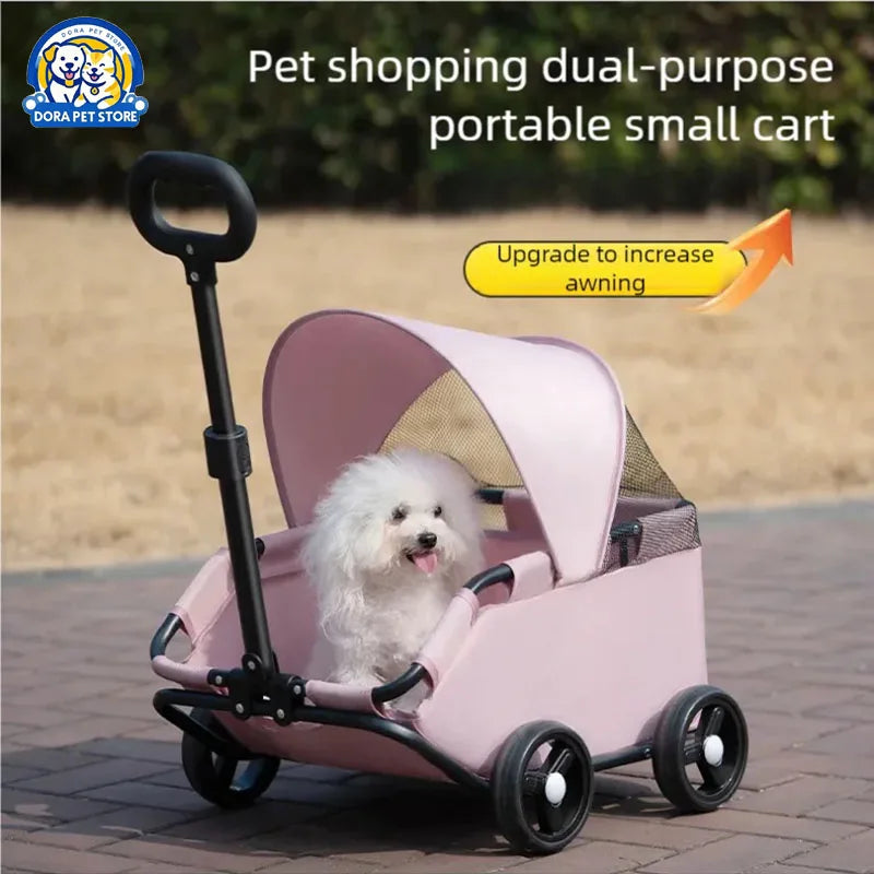 Pet Cart Dog Cat Cart Outdoor Small Pet Cart Lightweight Foldable Outdoor