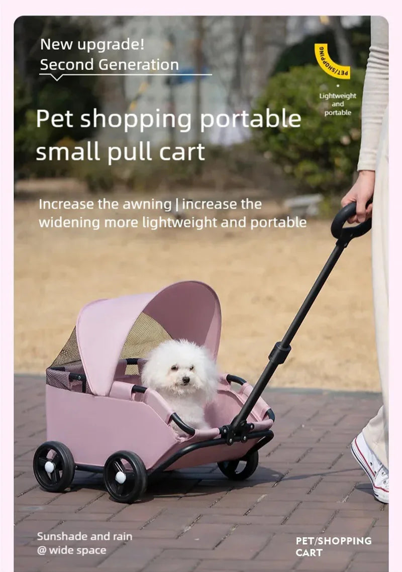 Pet Cart Dog Cat Cart Outdoor Small Pet Cart Lightweight Foldable Outdoor