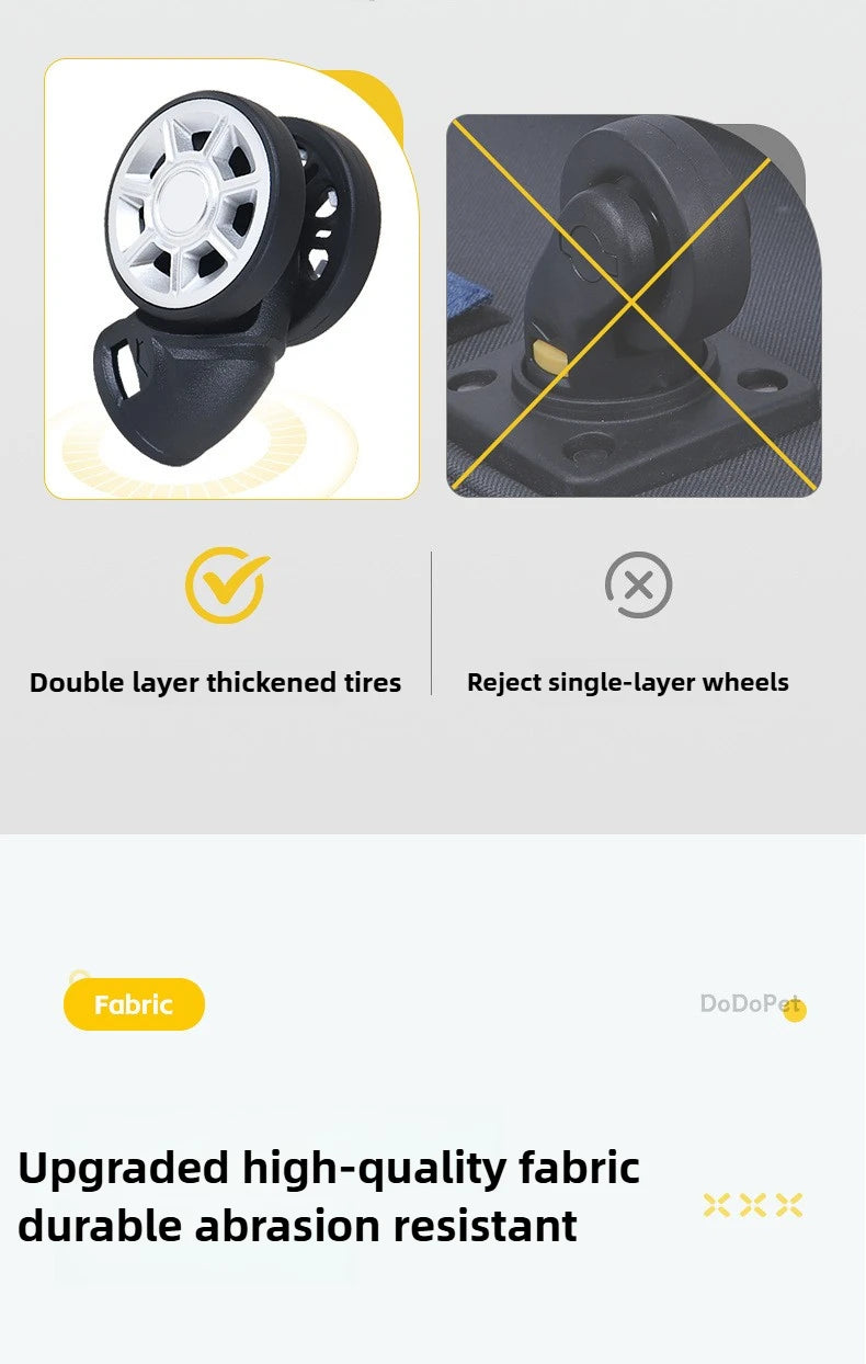 30kg Heavy-Duty Foldable Pet Carrier for Dogs/Cats - All-Terrain Trolley with Removable Wheels, Breathable XXL Travel Stroller