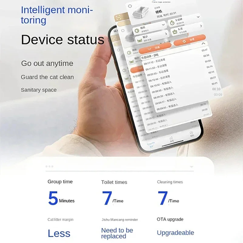 7L APP Control Automatic Cat Litter Box Self-cleaning Litter Box Pet Litter Box Cat Toilet for Cat Products Safety Protection