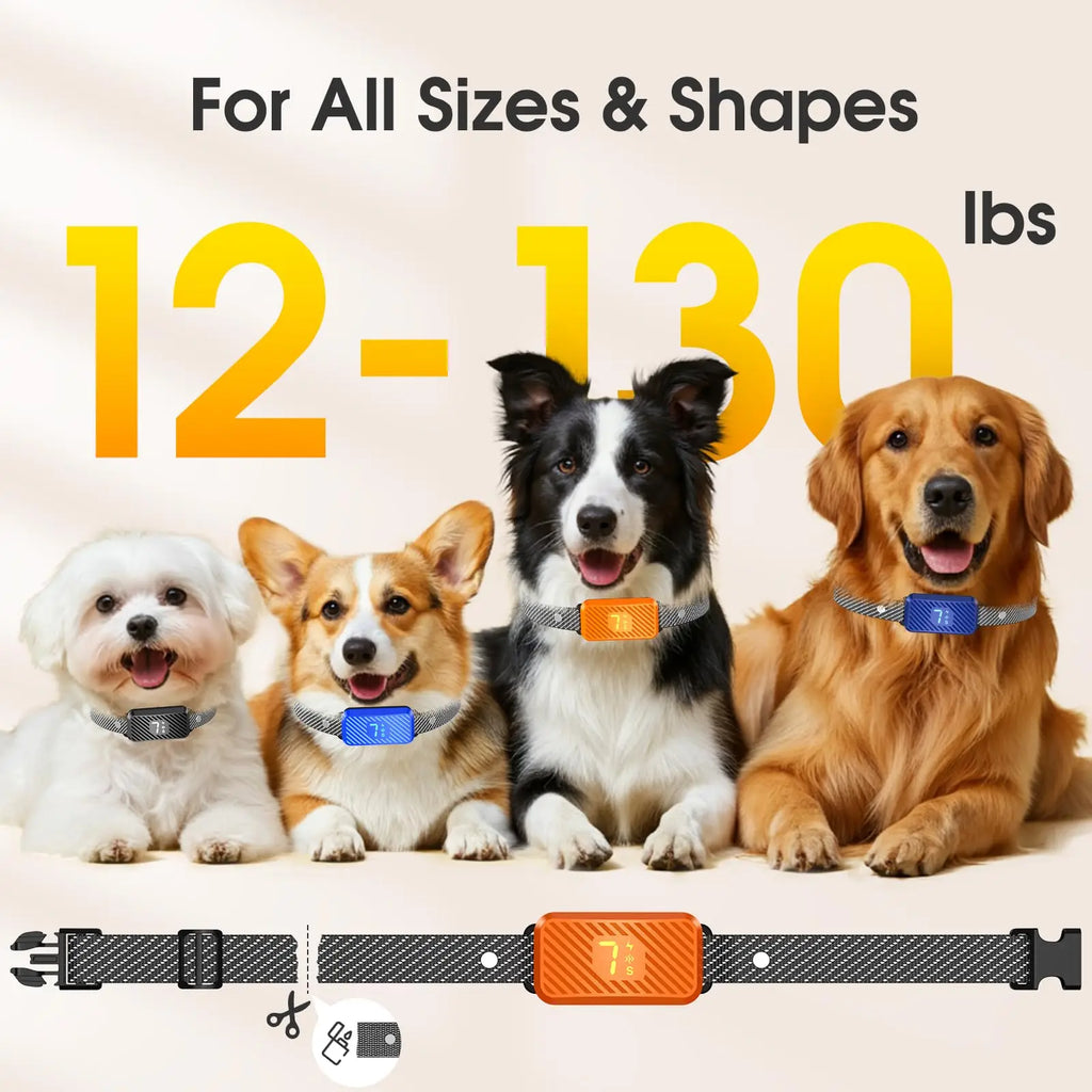 Dog Bark Collar for Large Medium Small Dogs, Smart Barking Collar, Rechargeable with 7-Level Sensitivity, 3 Beep & Vibration