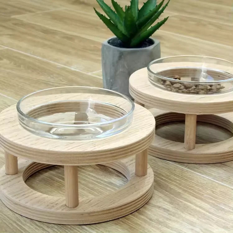 Pet Supplies Elevated Feeding Water Food Non Spill Dog and Cat Bowls Feeders with Wooden Stand