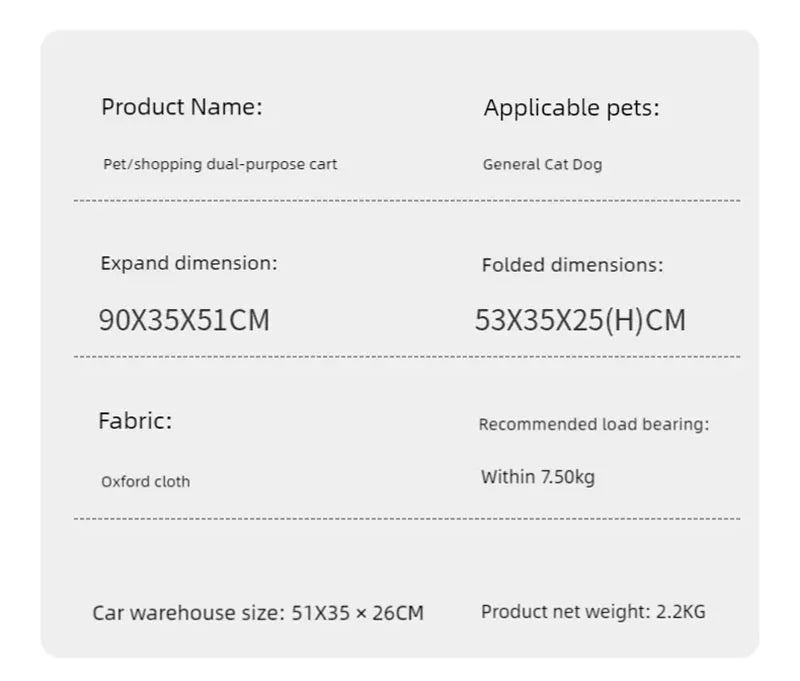 Pet Cart Dog Cat Cart Outdoor Small Pet Cart Lightweight Foldable Outdoor