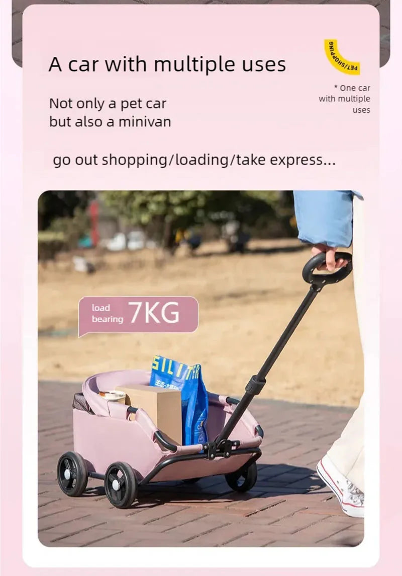 Pet Cart Dog Cat Cart Outdoor Small Pet Cart Lightweight Foldable Outdoor