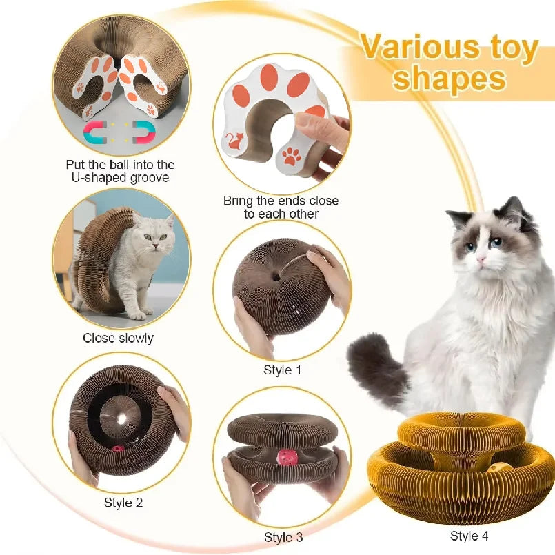 Kitten Curl Toy Foldable Magic Organ Cat Scratching Board Durable Recyclable Cardboard Cat Scratcher Cat Bed Interactive Scratch