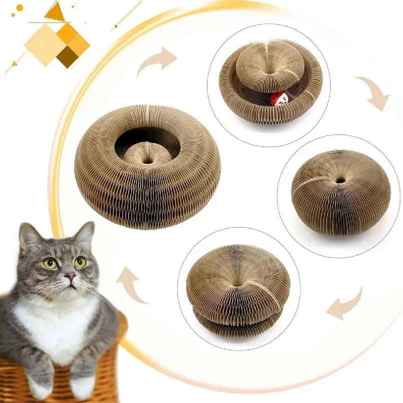 Kitten Curl Toy Foldable Magic Organ Cat Scratching Board Durable Recyclable Cardboard Cat Scratcher Cat Bed Interactive Scratch